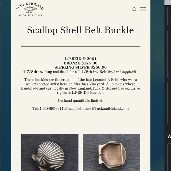 SOLD —- Handmade artisan 53.3g sterling silver scallop shell belt buckle - Picture 3 of 9